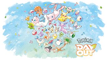 A desktop wallpaper showing a variety of Pokémon, such as Pikachu, Ditto, and Mew, creating the shape of a heart.